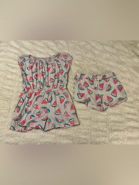 Old Navy Watermelon Print Romper & Shorts Set Girls’ Size Large (10-12)